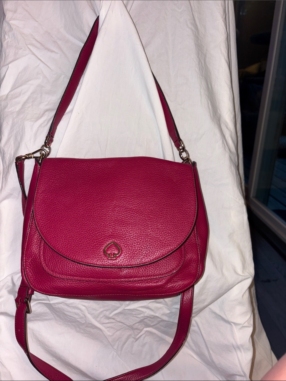 kate spade | Kailee pebbled leather shoulder bag in fushia